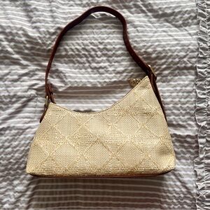 Elegant Cream Woven Shoulder Bag